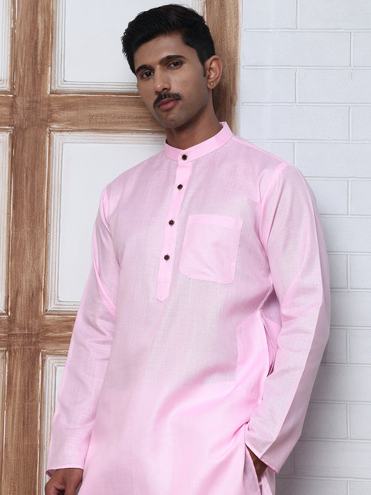 Solid Kurta Pyjama for Men ( ANMKP W 273Pink )