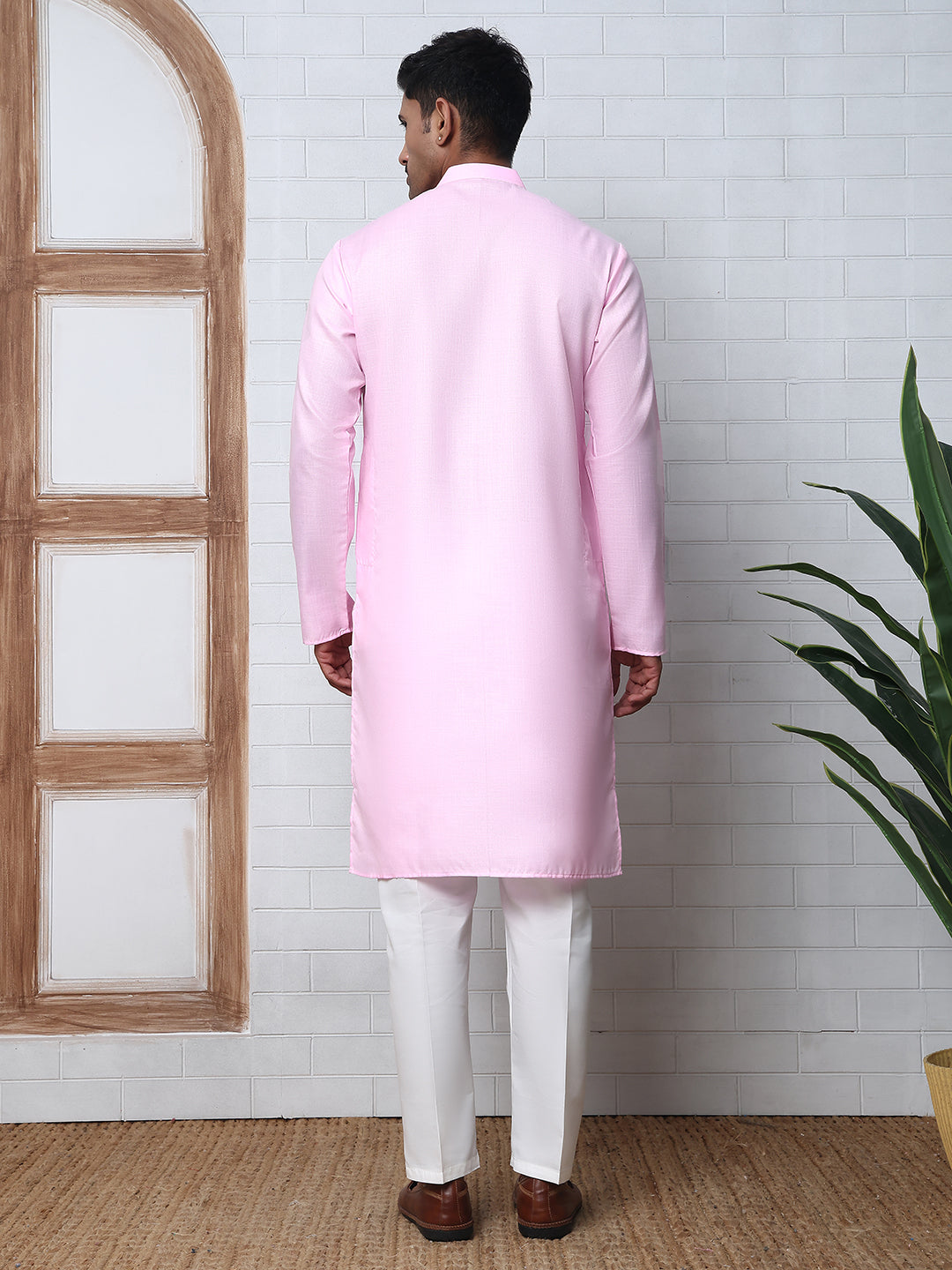 Solid Kurta Pyjama for Men ( ANMKP W 273Pink )