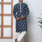 Festival Silk Blend Embroidered Kurta Pyjama ( ANMKP W 276Navy )