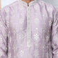 Festival Silk Blend Embroidered Kurta Pyjama ( ANMKP W 276Purple )