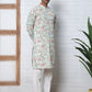 Floral Print Kurta Set with Thread Work Embroidery ( ANMKP W 284Pista )