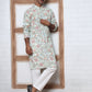Floral Print Kurta Set with Thread Work Embroidery ( ANMKP W 284Pista )