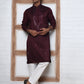 Men Silk Blend Festive Embroidered Kurta Set ( ANMKP W 286Maroon )