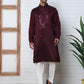 Men Silk Blend Festive Embroidered Kurta Set ( ANMKP W 286Maroon )