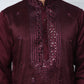 Men Silk Blend Festive Embroidered Kurta Set ( ANMKP W 286Maroon )