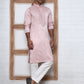 Men Silk Blend Festive Embroidered Kurta Set ( ANMKP W 286Peach )