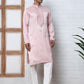 Men Silk Blend Festive Embroidered Kurta Set ( ANMKP W 286Peach )