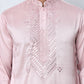 Men Silk Blend Festive Embroidered Kurta Set ( ANMKP W 286Peach )