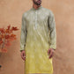 Bandhani Print Thread-Work Kurta Pyjama Set ( ANMKP W 291Pista )