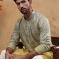 Bandhani Print Thread-Work Kurta Pyjama Set ( ANMKP W 291Pista )