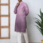 Bandhani Print Thread-Work Kurta Pyjama Set ( ANMKP W 291Purple )