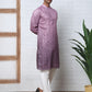 Bandhani Print Thread-Work Kurta Pyjama Set ( ANMKP W 291Purple )
