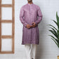 Bandhani Print Thread-Work Kurta Pyjama Set ( ANMKP W 291Purple )
