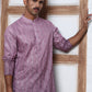Bandhani Print Thread-Work Kurta Pyjama Set ( ANMKP W 291Purple )