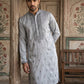 Silk Blend Ethnic Embroidered Kurta Pyjama Set ( ANMKP W 296Blue )