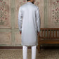 Silk Blend Ethnic Embroidered Kurta Pyjama Set ( ANMKP W 296Blue )