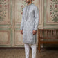 Silk Blend Ethnic Embroidered Kurta Pyjama Set ( ANMKP W 296Blue )