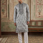 Silk Blend Ethnic Embroidered Kurta Pyjama Set ( ANMKP W 296Blue )