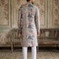 Thread Work & Printed Cotton Blend Kurta Pyjama Set ( ANMKP W 297Multi )