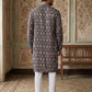 Thread Work & Printed Cotton Blend Kurta Pyjama Set ( ANMKP W 297Navy )