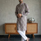Thread Work & Printed Cotton Blend Kurta Pyjama Set ( ANMKP W 297Purple )