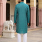 Men Silk Blend Ethnic Kurta Pyjama Set ( ANMKP 303Green )