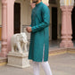 Men Silk Blend Ethnic Kurta Pyjama Set ( ANMKP 303Green )