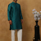 Men Silk Blend Ethnic Kurta Pyjama Set ( ANMKP W 303Green )