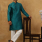 Men Silk Blend Ethnic Kurta Pyjama Set ( ANMKP W 303Green )