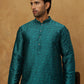 Men Silk Blend Ethnic Kurta Pyjama Set ( ANMKP W 303Green )