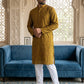 Men Silk Blend Ethnic Kurta ( ANMKO 303Mustard )