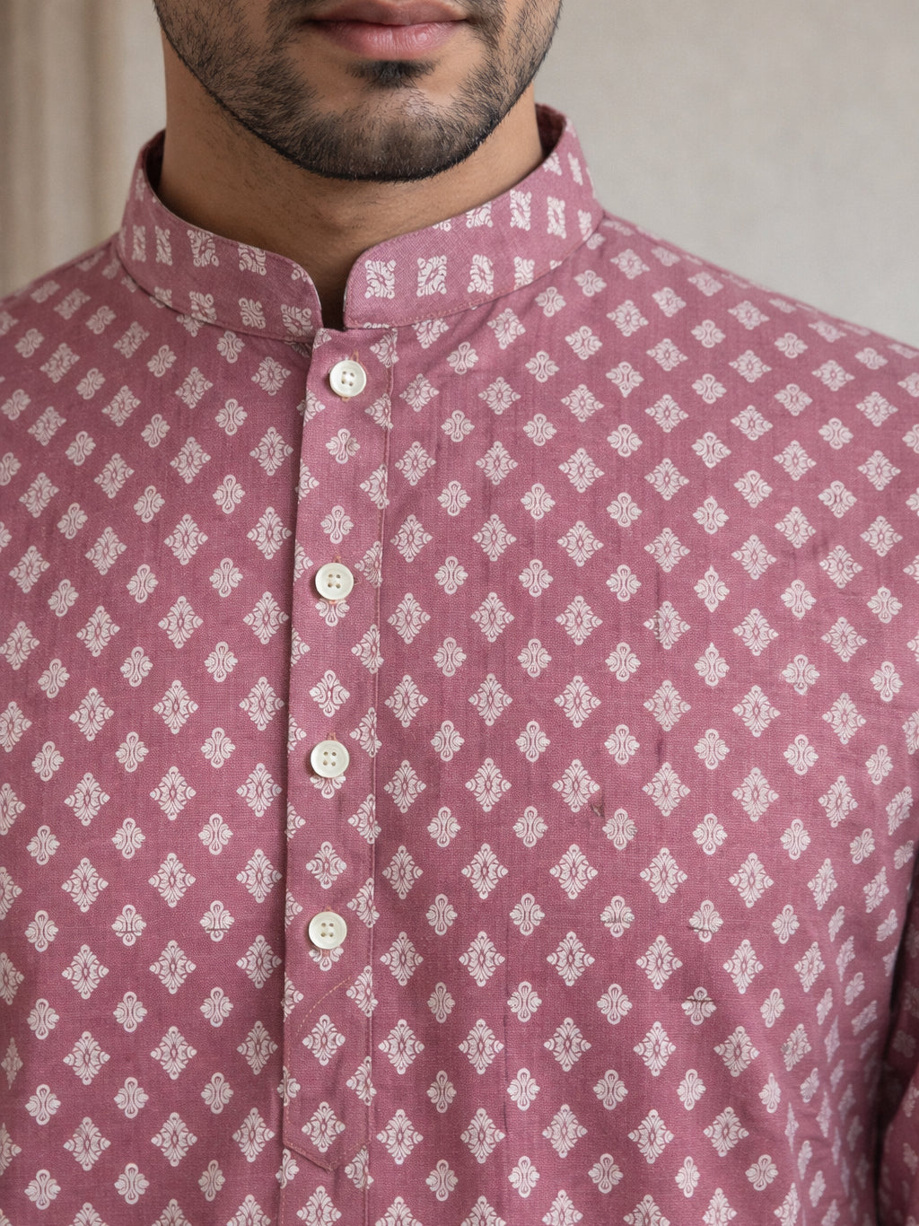 Men’s Ethnic Printed Kurta Set ( ANMKP W 322Magenta )