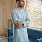 Men’s Ethnic Printed Kurta Set ( ANMKP W 322Sky )