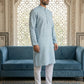 Men’s Ethnic Printed Kurta Set ( ANMKP W 322Sky )