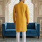 Men’s Ethnic Printed Kurta Set ( ANMKP W 322Yellow )