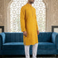 Men’s Ethnic Printed Kurta Set ( ANMKP W 322Yellow )