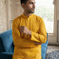 Men’s Ethnic Printed Kurta Set ( ANMKP W 322Yellow )