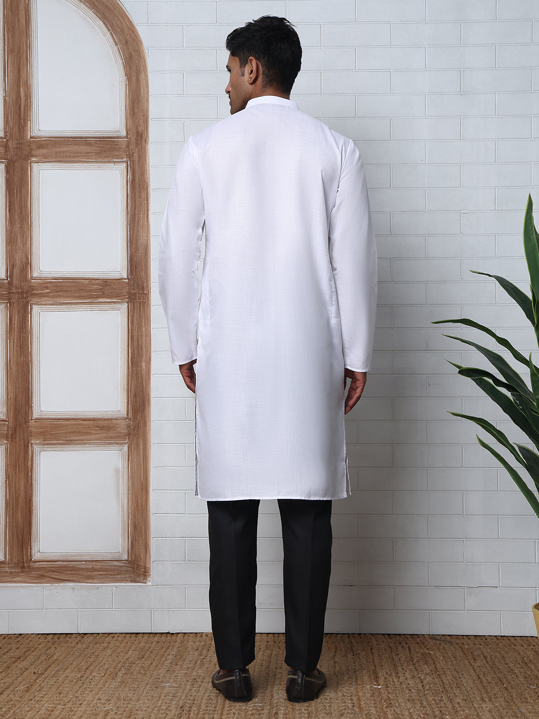 Solid Kurta Pyjama for Men ( ANMKP B-P 273White )