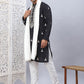 Men Collar Embroidered Straight Kurta Pyjama With Dupatta ( ANMKP DM-W1 168Black )