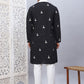 Men Collar Embroidered Straight Kurta Pyjama With Dupatta ( ANMKP DM-W1 168Black )