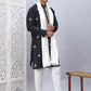 Men Collar Embroidered Straight Kurta Pyjama With Dupatta ( ANMKP DM-W1 168Black )