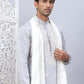 Men Collar Embroidered Straight Kurta Pyjama With Dupatta ( ANMKP DM-W1 168Grey )