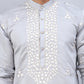 Men Collar Embroidered Straight Kurta Pyjama With Dupatta ( ANMKP DM-W1 168Grey )