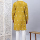 Men Collar Embroidered Straight Kurta Pyjama With Dupatta ( ANMKP DM-W1 168Mustard )