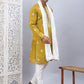 Men Collar Embroidered Straight Kurta Pyjama With Dupatta ( ANMKP DM-W1 168Mustard )
