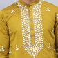 Men Collar Embroidered Straight Kurta Pyjama With Dupatta ( ANMKP DM-W1 168Mustard )