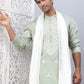 Men Collar Embroidered Straight Kurta Pyjama With Dupatta ( ANMKP DM-W1 168Pista )