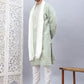Men Collar Embroidered Straight Kurta Pyjama With Dupatta ( ANMKP DM-W1 168Pista )