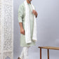 Men Collar Embroidered Straight Kurta Pyjama With Dupatta ( ANMKP DM-W1 168Pista )