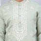 Men Collar Embroidered Straight Kurta Pyjama With Dupatta ( ANMKP DM-W1 168Pista )